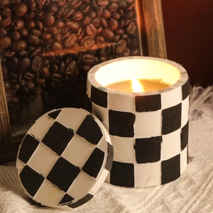 Stampo in silicone per contenitore di candele a scacchiera e scatola con coperchio per resina