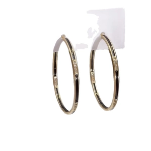 14k gold plated round hoop earrings with black enamel inlay and sparkling white crystals