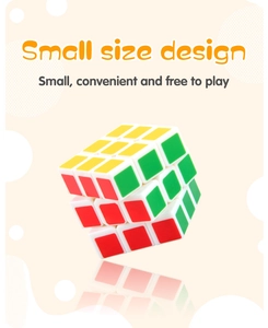 Detailed view of 3x3 speed cube showing compact small size design and smooth plastic finish