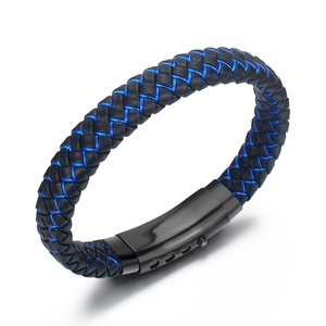 Men Braided Leather Bracelet With Magnetic Stainless Steel Clasp Adjustable Punk Retro Wristband Male Fashion Casual Jewelry