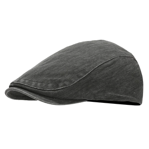 Classic vintage dark gray washed denim ivy cap with a curved brim for outdoor leisure wear