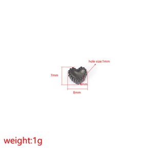 7mm x 8mm black stainless steel heart pendant bead with 1mm hole for DIY jewelry making