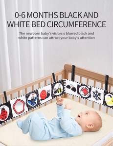 Black and white high contrast baby bed bumper cloth book for visual training