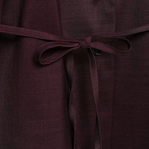Elegant burgundy satin shirt for women featuring a waist tie and subtle twill texture