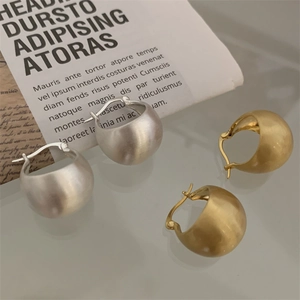 Minimalist matte S925 silver stud earrings with gold and silver brushed metal spheres