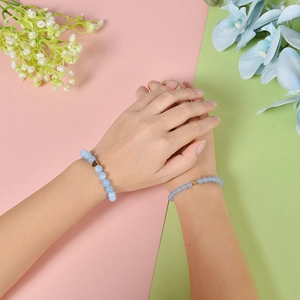 Natural stone crystal bead bracelets for mother and daughter with golden heart charms