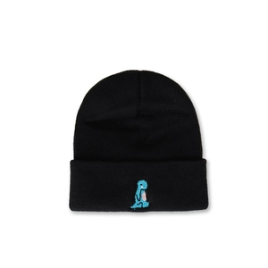 Cuffed Knit Beanie Hat With Dinosaur Embroidery Warm Acrylic Winter Skull Cap For Men Women Trendy