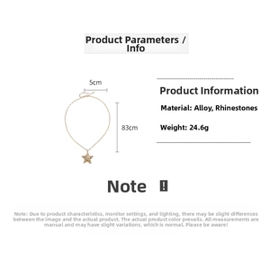 Dimensions du collier étoile avec 83cm de longueur et 5cm de chaîne d'extension
