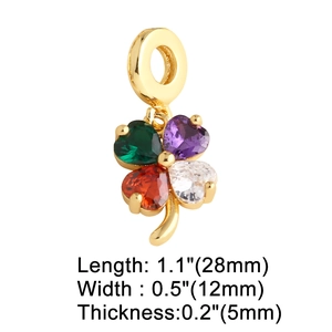 Detailed view of the four-leaf clover pendant size measurements and colorful crystals