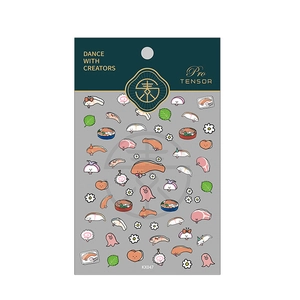 Pro TENSOR thin adhesive nail art stickers featuring cute food patterns and sushi designs
