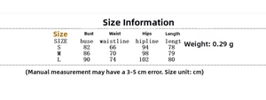 Detailed size chart with bust, waist and length measurements for this tiered knit dress
