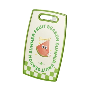 Creative watermelon pattern plastic cutting board for kids food with non-slip green handle