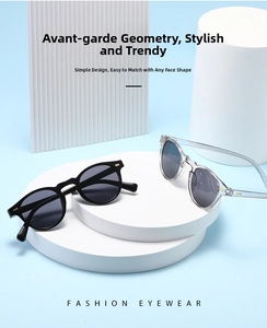 Détails de lunettes de soleil géométriques rondes avec monture épaisse et rivets