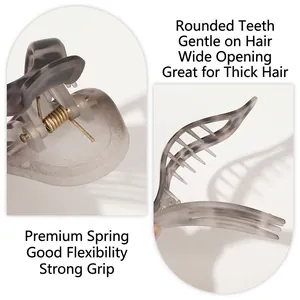 Frosted matte oval hair claw clip with marble texture and sturdy metal spring