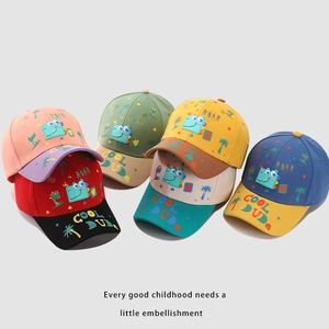 Colorful kids dinosaur baseball caps with ROAR embroidery for sun protection