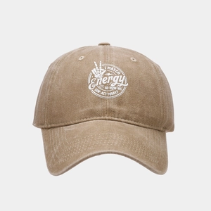 Casquette de baseball en coton kaki délavé vintage avec imprimé graphique Energy et haut souple
