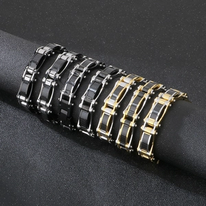Men Bracelet Stainless Steel Carbon Fiber Motorcycle Chain Punk Hip Hop Mechanical Style Jewelry Gift For Him