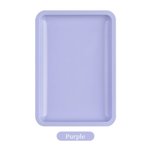 Minimalist purple stainless steel rectangular tray for cosmetics and nail tools storage