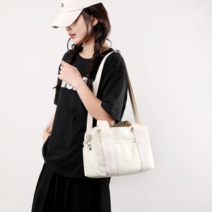 Women Canvas Handbag Multi Pocket Large Capacity Shoulder Crossbody Tote Bag Korean Fashion Casual Commute