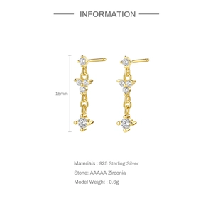 Elegant 925 sterling silver chain drop earrings with AAAAA cubic zirconia for women
