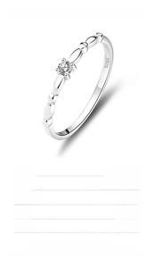Macro shot of S925 sterling silver ring with cubic zirconia and S925 hallmark stamp