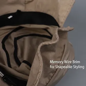 Waterproof nylon sun hat with a foldable memory wire brim for custom styling