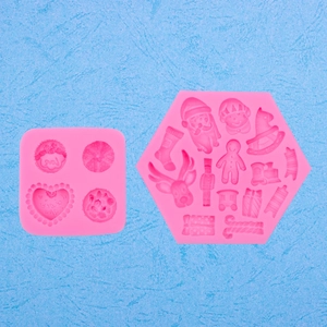 Moldes de silicona navideños de renos y Papá Noel para decoración de repostería
