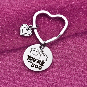 Geister-Edelstahl-Herzanhänger mit You're My Boo Gravur für Paare als Geschenkidee