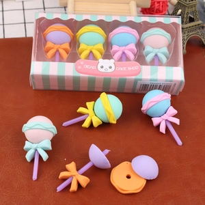 Lollipop dessert erasers set in macaron colors for students and creative gifts