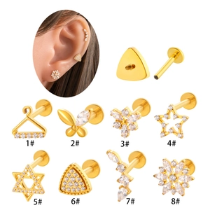 Clous De Labret En Titane À Filetage Interne Avec Zircon Incrusté Boucles D'oreilles Cartilage Dos Plat Bijoux De Piercing Lèvre