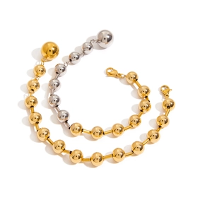 Bracelet minimaliste en acier inoxydable bicolore or et argent pour femmes