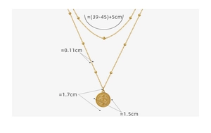 Detailed dimension guide showing evil eye pendant size and double layer chain length
