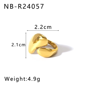 Detail view of a chunky gold irregular ring with dimensions 2.1cm and 2.2cm