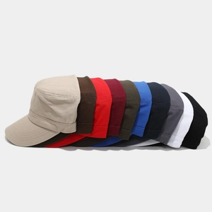 Classic cotton flat top military caps in multiple colors for men and women
