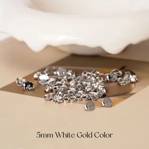5mm S925 sterling silver earring backs in white gold finish with hallmarked detail