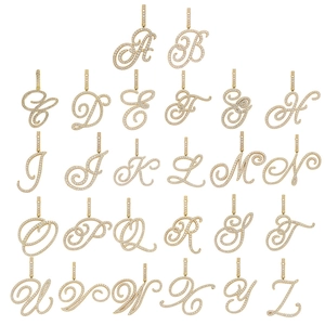 Hip Hop 18K Gold Plated Copper Flower Script Alphabet Pendant Necklace Iced Out Zirconia Initial Letter Jewelry For Men Women