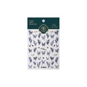 Holographic butterfly nail art stickers M-871 with gradient laser effect on white background