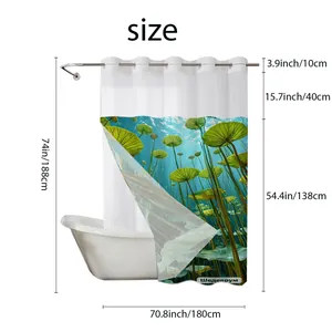 Detailed size chart for waffle weave shower curtain showing 180cm width and 188cm height