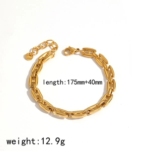 18k gold plated stainless steel chain bracelet, length 175mm plus 40mm, weight 12.9g