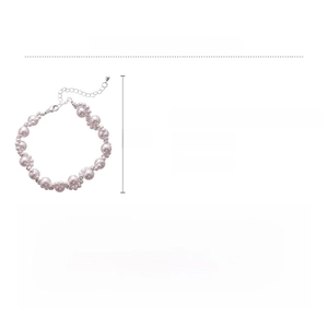 Detailed specs of pink pearl bracelet with rhinestones, 17+8cm length and 12.5g weight
