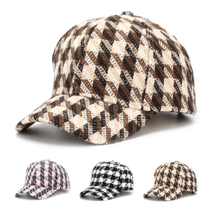 Casquette De Baseball En Tweed Pied-de-poule Rétro Automne Hiver Ajustable Visière Incurvée Chapeau Soleil Pour Femmes Hommes