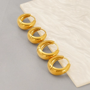 Chunky Hoop Earrings 18K Gold Plated Stainless Steel High Polished Minimalist Geometric Fashion Jewelry For Women