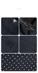 Close-up of breathable mesh fabric and adjustable plastic buckle on sports baseball cap