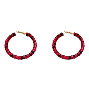 European style round hoop earrings with leopard red and black wrap and gold clasp