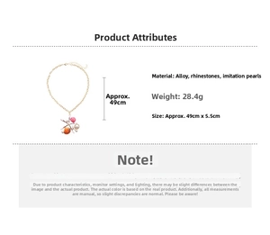 Detailed size specifications for the gold star and pearl necklace with beach pendant