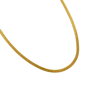 Minimalist 3mm golden titanium steel flat snake chain necklace with smooth metallic finish