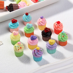 Colorful resin miniature cupcakes for DIY cream glue crafts and dollhouse decoration