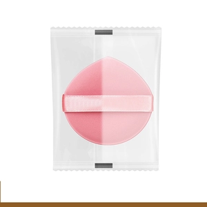 Houppette à maquillage rose en forme de goutte avec sangle en emballage clair