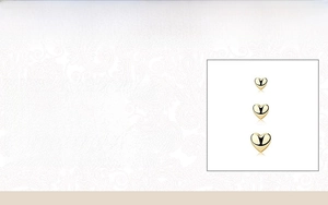 Detailed size chart for 925 sterling silver heart studs in 3mm, 4mm, and 5mm options