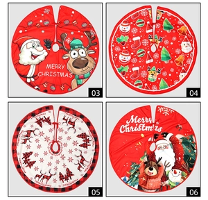 Detailed comparison of four festive Christmas tree skirt patterns including Santa and reindeer